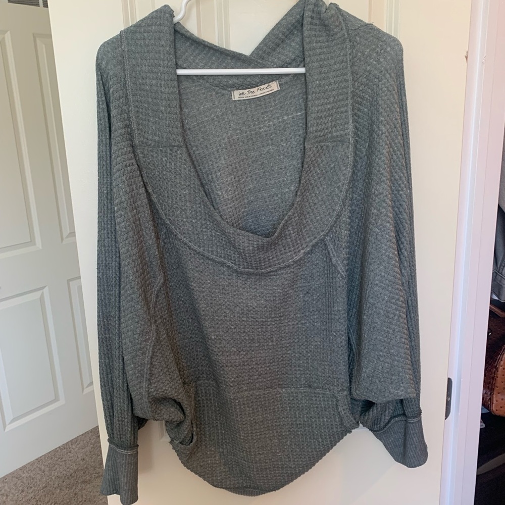 Free people olive green over the shoulder long sleeve shirt